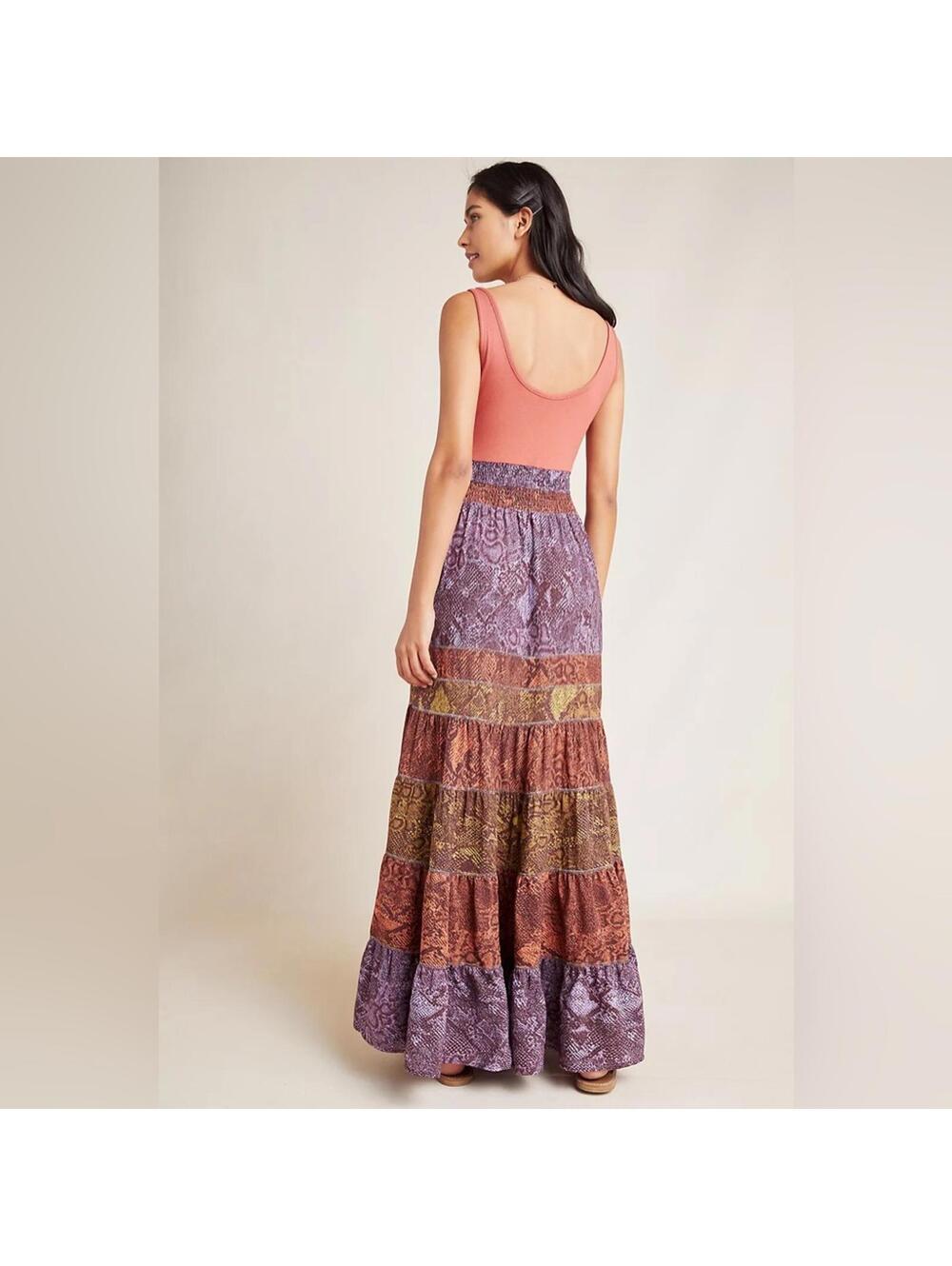 Anthropologie “Colima” Multi Color Snakeskin Print Boho Maxi Long Dress- Size XS - Picture 3 of 8